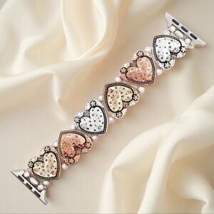 Heart-Shaped Carved Pattern Elastic Chain for Apple Watch 38MM 40MM 41MM